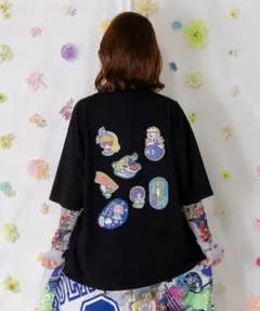 スカラー 162627 ポップレトロ調 ワッペン風バック刺繍アップリケTシャツのサムネイル