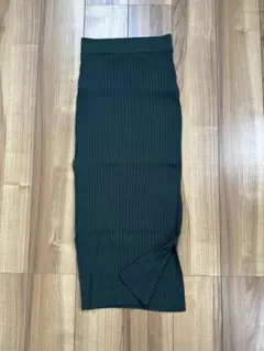 ZARA ダークグリーン リブニットタイトスカート