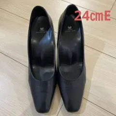 ワコール　サクセスウォーク スクエアパンプス 定番　レザー　24E