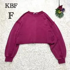 ケービーエフ　スウェット　ショートワイド　ボリューム袖　ゆったり　ワイン　フリー