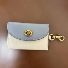 COACH レザー カードケース ホワイト×ブルー
