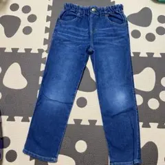 ダークブルー ストレートパンツ ウエストゴム