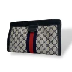 美品 グッチ クラッチバッグ シェリーライン PVC GG レザー ヴィンテージ