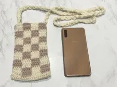 かぎ編み スマホショルダー チェック柄