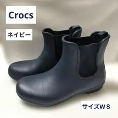 Crocs　レインブーツ　 W８　24〜25cm　ネイビー　長靴　サイドゴアのサムネイル