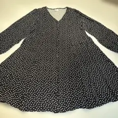 ZARA・黒白水玉模様 長袖ワンピース