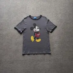ディズニーストア公式リンガーTシャツミッキーかすれプリントグレー黒Sサイズ