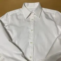 ホワイト長袖シャツ ストライプ織り