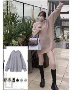 GRL グレイル オーバーサイズニットトップス[rut387] チャコール