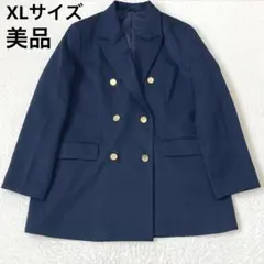 極美品　GU 紺ブレ　金ボタン　 ダブルブレスト テーラードジャケット　XL