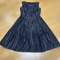 Harrodsネイビー ストライプ ノースリーブ Aラインドレス