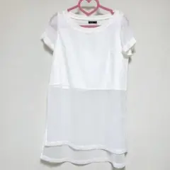 【極美品】チュニック カットソー 白　Tシャツ　 シアー素材 透け感　Sサイズのサムネイル