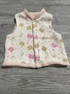 クマ柄 フリースベスト リバーシブル