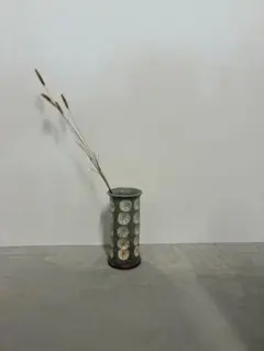 北欧　グレー 陶器 花瓶 フラワーベース　ビンテージ　ナチュラル　モダン　枝物