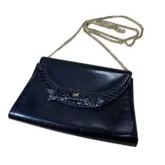 HANAE MORI 森英恵 ショルダーバッグ チェーン 小物入れ 冠婚葬祭 黒のサムネイル