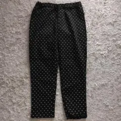 未使用 シネマクラブ 黒 ドット柄 スキニーストレッチパンツ クロプト丈 LL