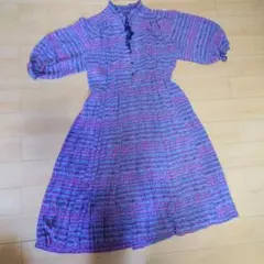 値下げ ビンテージ昭和レトロ幾何学モザイク柄ワンピース