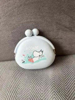 ムーミン シリコンがま口、ポーチ、コインケース ライトブルー