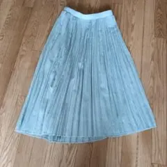 ライトブルー プリーツロングスカート