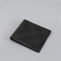 BURBERRY スモークドチェック キャンバス 二つ折り財布 BLACK