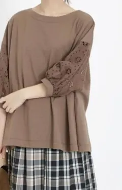 サマンサモスモス　袖　レース　プルオーバー　綿　コットン　新品