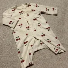 チェリー柄ロンパース クリーム色