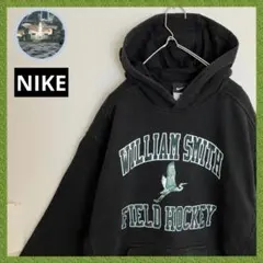 ナイキ 刺繍 スウッシュ カレッジ NIKE 袖太 パーカー フーディー 黒