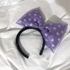 ディズニー カチューシャ リボン 紫