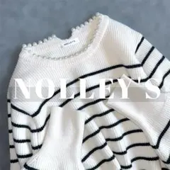 【美品・WEB限定】 NOLLEY'S パール付き 片畦プルオーバー ニット