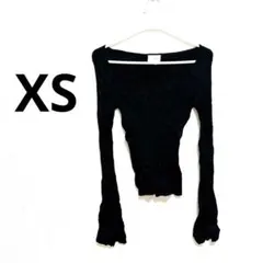 H&M ブラック リブ編み オフショルダー ニット 『XS』 タイト 伸縮性あり