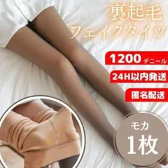 モカ　フェイクタイツ　ストッキング風　防寒　裏起毛　厚手　ブラウン　茶色　ゴルフ