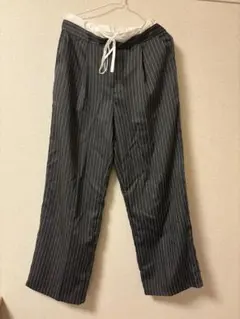 ストライプ ワイドパンツ ドローストリング付き　古着