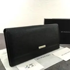 未使用品 BURBERRY 長財布 がま口 ブラック バーバリーチェック 224 