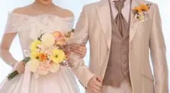 ウェディングブーケ、ブートニア付き