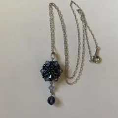 ハンドメイド　スワロフスキービーズ ダークブルーネックレス