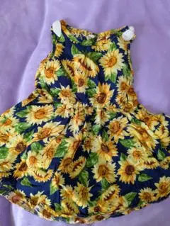 95cmひまわり柄 ノースリーブワンピース