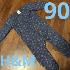 H&M ロンパース パジャマ　長袖　星柄　ネイビー　90サイズ