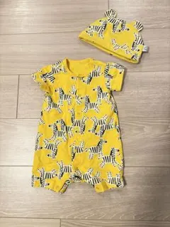 【美品】しまうま柄 ロンパース＆帽子セット 70サイズ