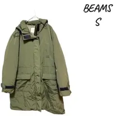 BEAMS フード付きモッズコート S オリーブ，防寒