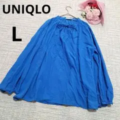 UNIQLOユニクロ ロングスリーブシャツブラウスブルー系 リボン 透け感 L