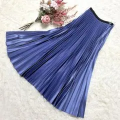 クーラティクス 光沢ブルー ロングスカート プリーツ【38】エレガント 青紫のサムネイル