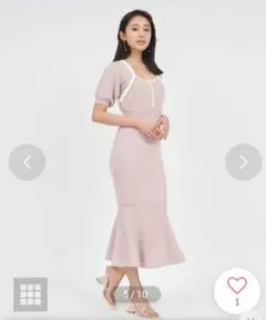 RoyalParty ボレロ風配色ニットマーメイドワンピース （ピンク)