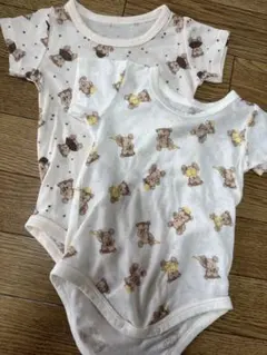 クマ柄 半袖ロンパース 3枚セット