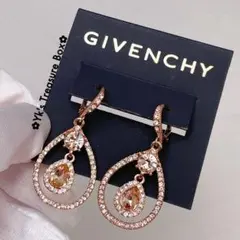 C747/GIVENCHY/ローズゴールドxシャンパン/ゆれゆれ しずく ピアス