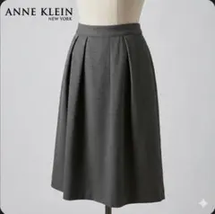 アンクライン ウール100% タックスカート 千鳥格子 グレー 9号 日本製