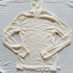 トップス　シアー　シースルー　チュール　L オフホワイト 長袖　メロウフリル