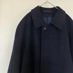 【極美品】伊勢丹×深喜毛織 カシミヤ100% ステンカラーコート 比翼 濃紺のサムネイル