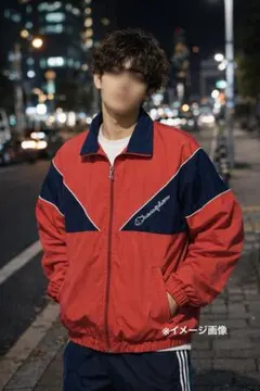 champion Mサイズ ナイロンジャケット　赤/ネイビー