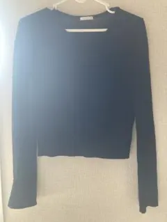 リブ編み黒長袖トップス　GU シースルー