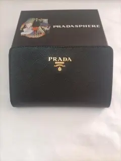 二つ折り財布✿プラダ サイフ prada メンズ【美品】レディース 黒
